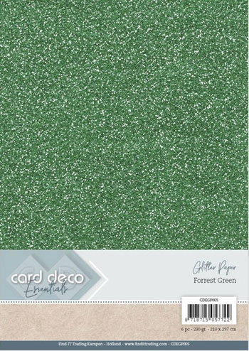  Card Deco Glitter karton A4 Forrest Green 230g